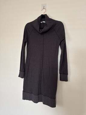 Woolrich Fairmont Waffle Weave Cowl Neck Charcoal Gray Dress